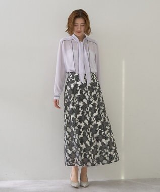 YECCA VECCA 配色ラインボウタイブラウス Off White