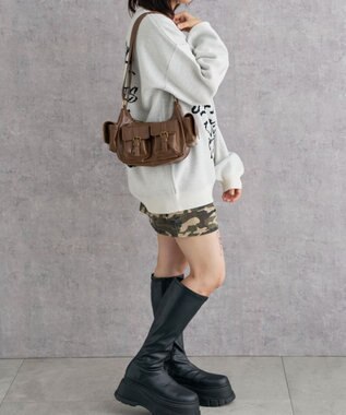 WEGO 金具デザインポケットショルダー ブラウン