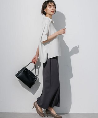 23区 S 【先行予約】ストレッチジョーゼット スキッパーネック ブラウス ベージュ系