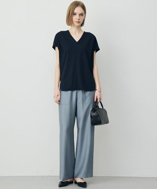 ICB L スパンプラチナム Vネックカットソー ネイビー