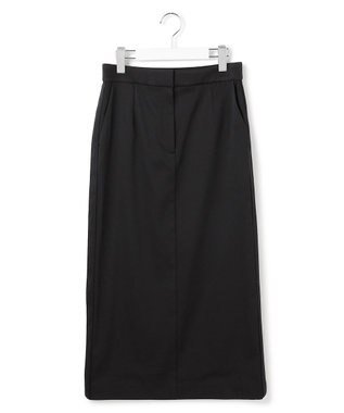 ICB 【CLASSY.掲載・裏起毛】 ウォームサテン Iラインスカート ブラック系