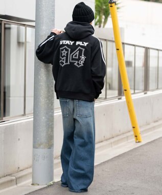 WEGO ラインフリースパーカー ブラック