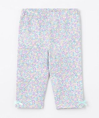 ANY KIDS 5分丈レギンス サックスブルー×花柄