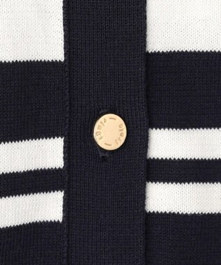 23区 L 【先行予約】プレミアムビオコットン ポケット ボーダー カーディガン ネイビー×オフ