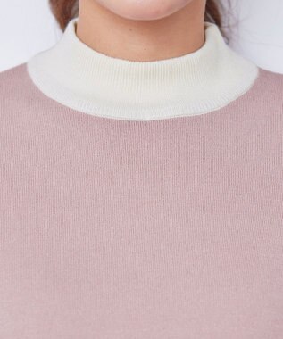 Tiaclasse L 【洗える】カラーブロッキングニットチュニック ピンク