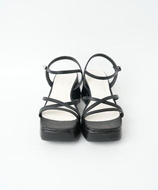 WEGO バルキーヒール細ストラップサンダル ブラック