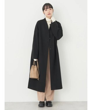 earth music&ecology Ｖネックノーカラーコート Black