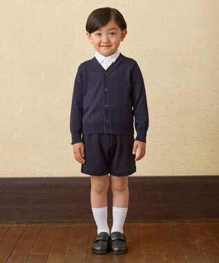 MIKI HOUSE HOT BISCUITS 【90-130cm】綿ニットVネックカーディガン(男の子用) 紺