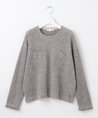 自由区 L ツイーディー ニット ブルーグレー系