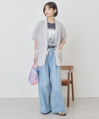 AMERICAN HOLIC 【接触冷感】シアーテーラード半袖ジャケット Light Gray