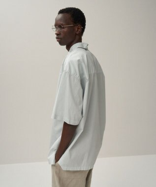 ATON COTTON LAWN | オーバーサイズショートスリーブシャツ - UNISEX ICE BLUE
