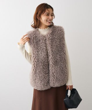 Green Parks ・ＥＬＥＮＣＡＲＥ　ＤＵＥ　シープファーロングベスト Gray Beige