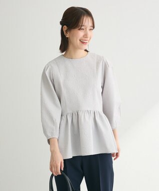 Green Parks ef-de 衿取り外しペプラムブラウス Light Gray