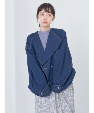 earth music&ecology ビッグカラーショートジャケット Dark Indigo