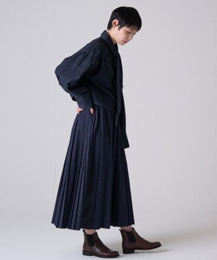 Ripo trenta anni 【ブランド人気】PLEATS RELAX LONG SK プリーツデニムスカート INDIGO