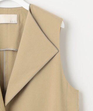 自由区 L 【洗える】テンセルリネンストレッチ ジレ ベージュ系