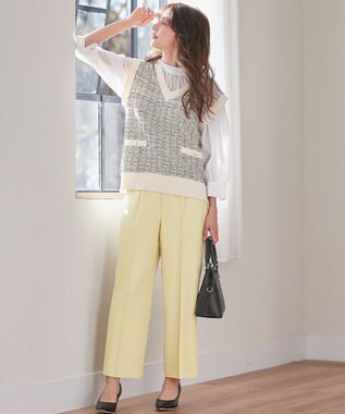 ANY SIS 【洗える】ツイードニット ベスト 白黒MIX