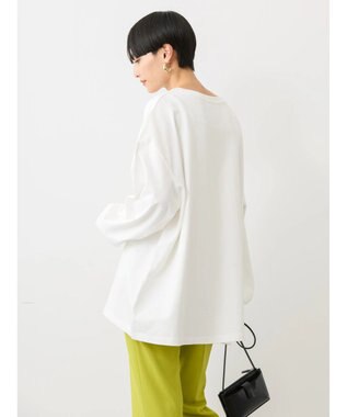 AMERICAN HOLIC 刺繍ロゴミニ裏毛ボートネックチュニック Off White