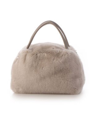 UNBILLION カシュカシュ cachecache / ミンク風エコファー2wayボックストート ライトグレー