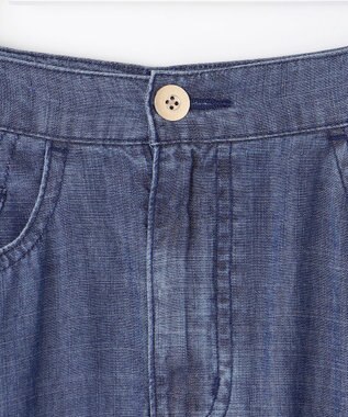 自由区 L 【洗える】テンセルリネンデニム  スカート ネイビー系