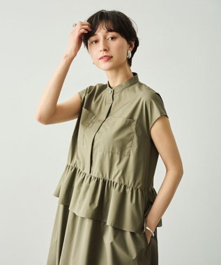 #Newans 【洗える】ラウンドフリルワンピース カーキ