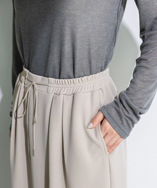 Green Parks 楽ちんリップルＩラインスカート Light Beige