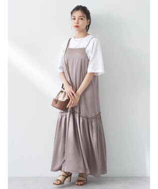 earth music&ecology サテンティアードキャミワンピース