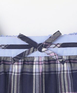 組曲 KIDS 【110-140㎝】プランタンチェック ブラウス ネイビー