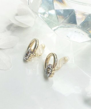 Phoebe 【金属アレルギー対応】【痛くないシリーズ】デリケートビジューライトフィットイヤリング ゴールド