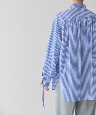 AMERICAN HOLIC イージーケアバックギャザーリボンシャツ Stripe Sax