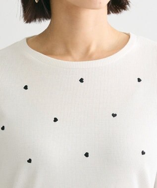 Green Parks ・ＤＯＵＢＬＥ　ＦＬＡＧＳ　ハート刺繍リブロンＴＥＥ Off White