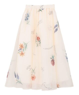 Green Parks ・ＳＵＧＡＲ　ＳＰＯＯＮ　フラワーｐｔシアーフレアスカート Ivory
