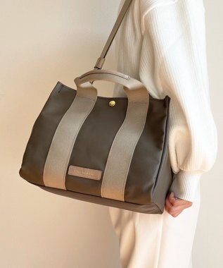 Hekhèr Le Style de Vie 新色追加【日本製 / 2WAY】PUコートコットンキャンバス トートバッグ medium グレージュ