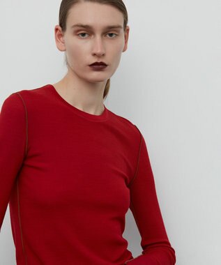 BEIGE， FORD / クルーネックトップス Red×Dark Camel