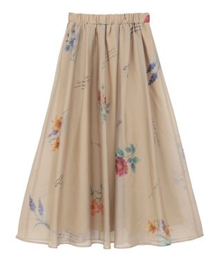 Green Parks ・ＳＵＧＡＲ　ＳＰＯＯＮ　フラワーｐｔシアーフレアスカート Gray Beige