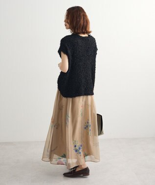 Green Parks ・ＳＵＧＡＲ　ＳＰＯＯＮ　フラワーｐｔシアーフレアスカート Gray Beige