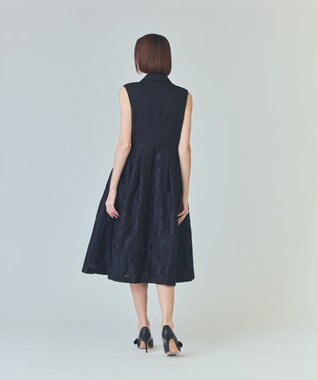 GRACE CONTINENTAL フラワージャガードテーラードレス ブラック