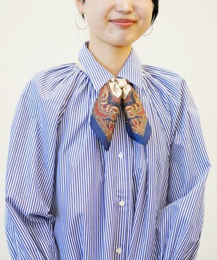 Marca 【伝統横濱スカーフ】ホルン  小判 シルクツイル スカーフ ネイビー