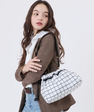 LeSportsac E/W CITY DRAWSTRING BAG??? /アップタウンモノチェック/ブラック