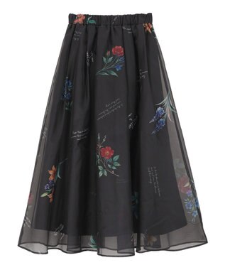 Green Parks ・ＳＵＧＡＲ　ＳＰＯＯＮ　フラワーｐｔシアーフレアスカート Black