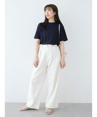 Green Parks プリーツ５分袖プルオーバー Dark Navy