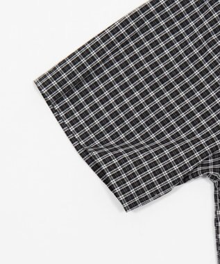 WEGO クロップドSSマイクロチェックシャツ ブラックチェック1