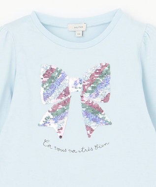 ANY KIDS ミラクルスパンコール長袖Tシャツ サックスブルー（リボン）