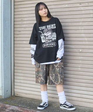 WEGO 【ユニセックス着用ITEM】グラフィックアンサンブルT（LS） ブラック