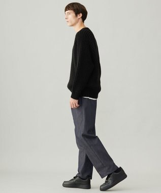UNFILO MENS 【男女兼用】ウールポップコーン クルーネック ニット ブラック
