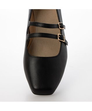 ing <ing>ダブルストラップフラットシューズ ブラック