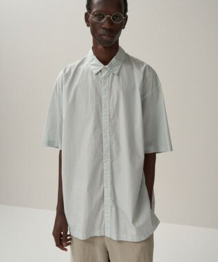 ATON COTTON LAWN | オーバーサイズショートスリーブシャツ - UNISEX ICE BLUE