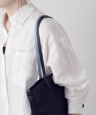 russet バイカラーレザーハンドルトートバッグ(SF-279) Black