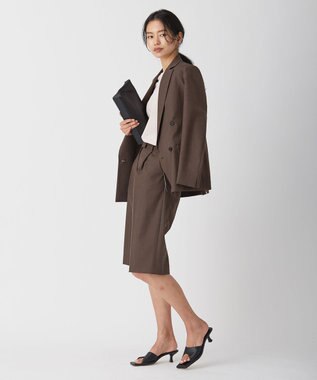 ICB 【洗える】 LooseWeave タックショートパンツ ダークブラウン系