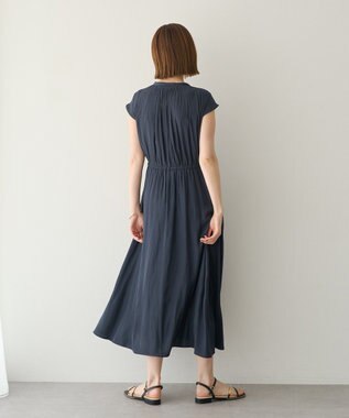 YECCA VECCA ギャザードロストワンピース Navy